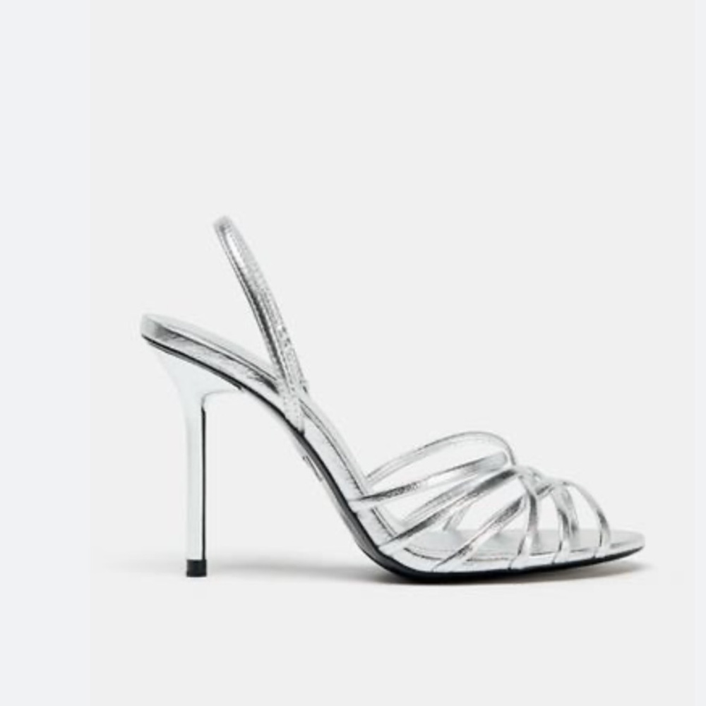 Zara metallic effect heeled sandals